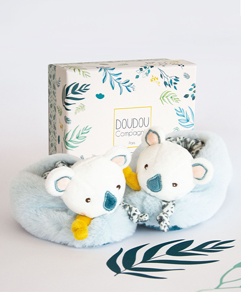 Peluche nascita con sonaglio koala blu per neonato Okaïdi & Obaïbi