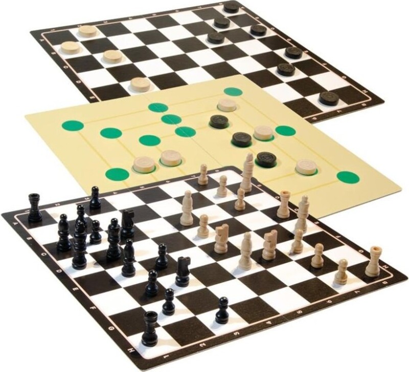 Spiele-Set Schach, Dame & Mühle, Gesellschaftsspiele