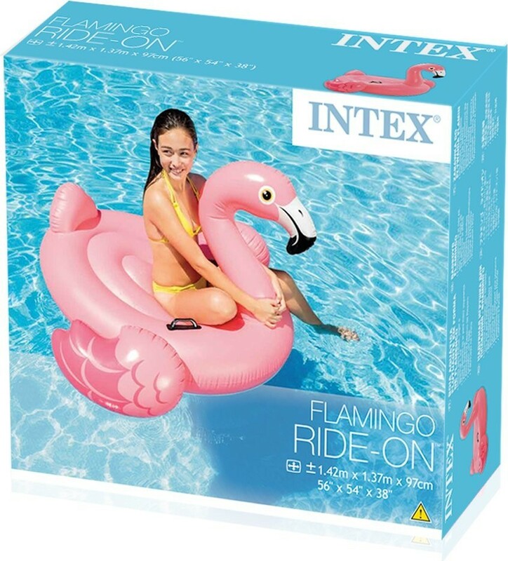 Intex 57558 Aufblastier Flamingo 142 x 137 x 97 cm Vinyl rosa Pool Zubehör 