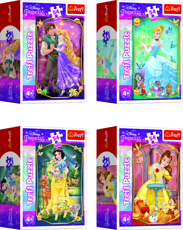 Trefl Mini puzzle 54 pezzi Bellissime principesse/Principesse Disney 4 tipi  - Puzzle per bambini