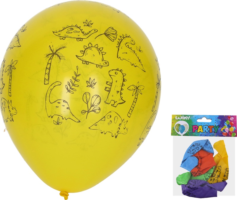 Palloncino 30 cm - set di 5, Dinosauri - Festa per bambini