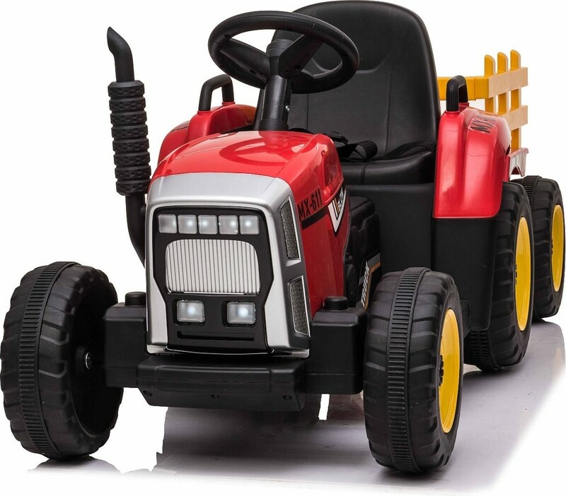 Elektrischer Traktor POWER mit Anhänger, Rot, Hinterradantrieb, 12