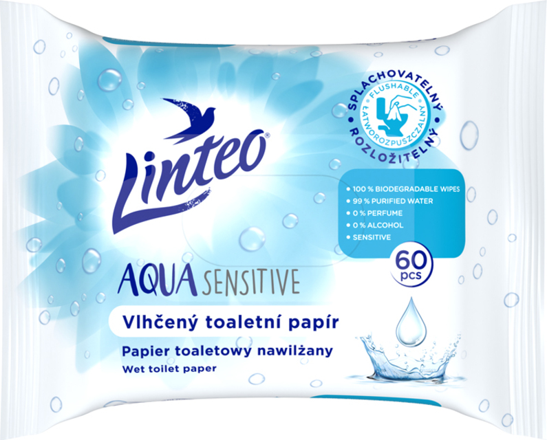 LINTEO Carta igienica umida Aqua Sensitive 60 pz - Salviettine detergenti