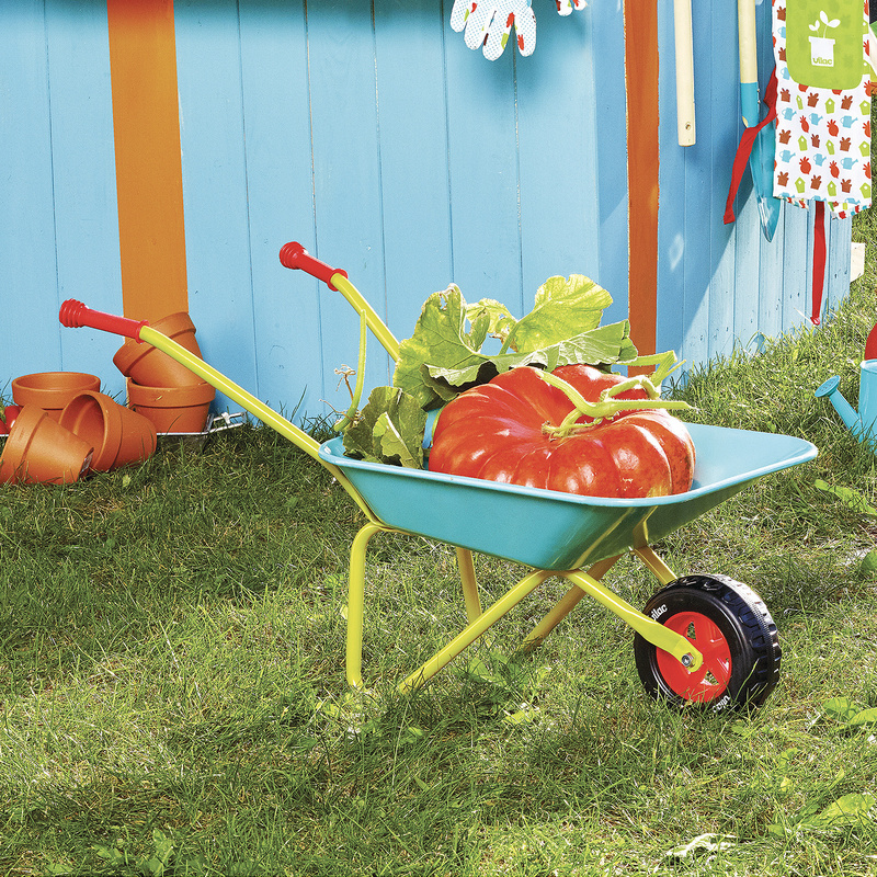 Carriola in metallo per bambini da giardino con ruota in plastica