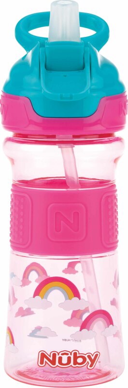 NUBY Borraccia sportiva con cannuccia morbida pieghevole 360 ml, rosa, 3+ -  Tazze, borracce sportive