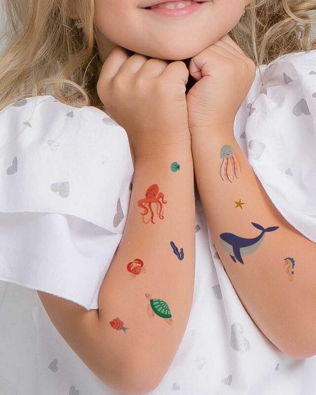 TATTonMe Tatuaggi temporanei impermeabili per bambini Ocean mix