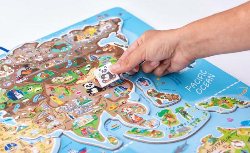 Puzzle per bambini Hape – Puzzle e gioco mappa del mondo 2 in 1,gioco  educativo
