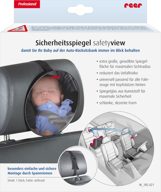 reer 8601 – Baby Rücksitzspiegel SafetyView für mehr Sicherheit im