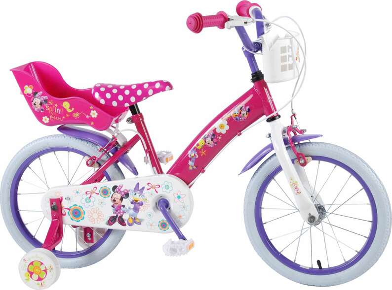 Korb Kinderfahrrad Disney Minnie Mouse 14 Zoll Mädchen-Fahrrad mit Puppensitz u 
