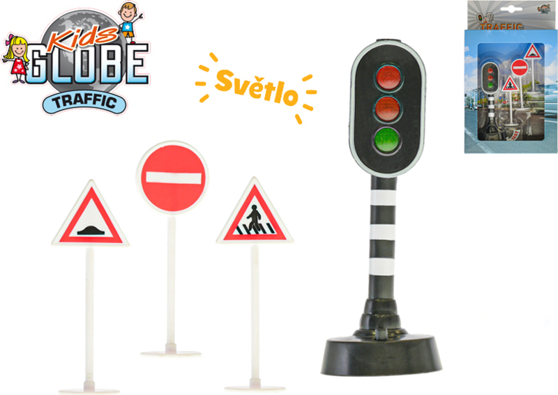 Semaforo Kids Globe Traffic a batteria con luce + 3 segnali - Macchinine