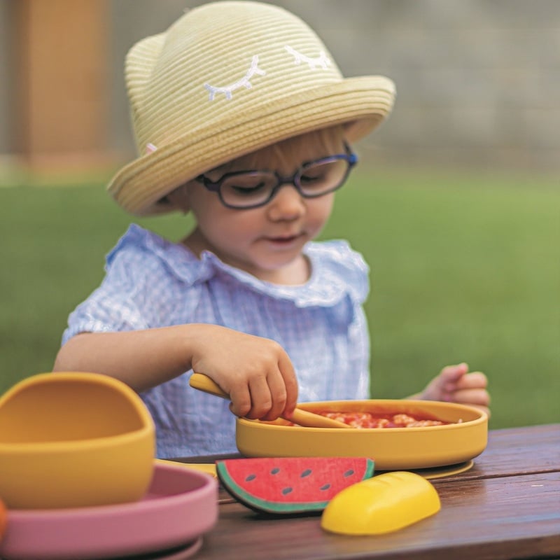 PETITE&MARS Set da pranzo in silicone TAKE&MATCH 2 piatti + ciotola Ocra  intenso 6m+ - Piatti e posate per bambini