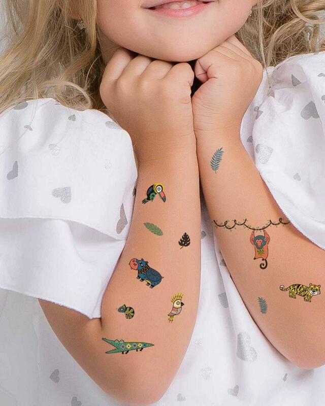 TATTonMe Tatuaggi temporanei impermeabili per bambini Jungle mix - Salone  di Moda per Bambini