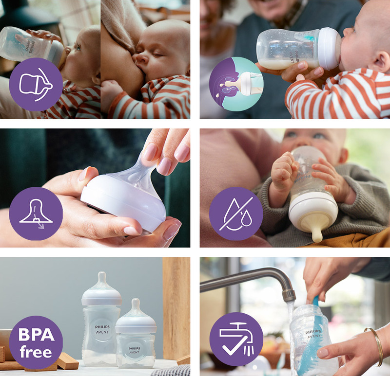 Philips Avent Biberon Natural Response - Biberon da 260 ml con valvola  Airfree, senza BPA, per neonati da 1 mese in su, con motivo di elefante  (modello SCY673/81) : : Prima infanzia