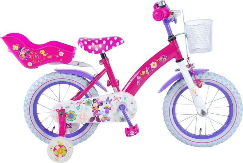 bicicletta bambina Disney Minnie 14 pollici ruotine cestino anni rosa 