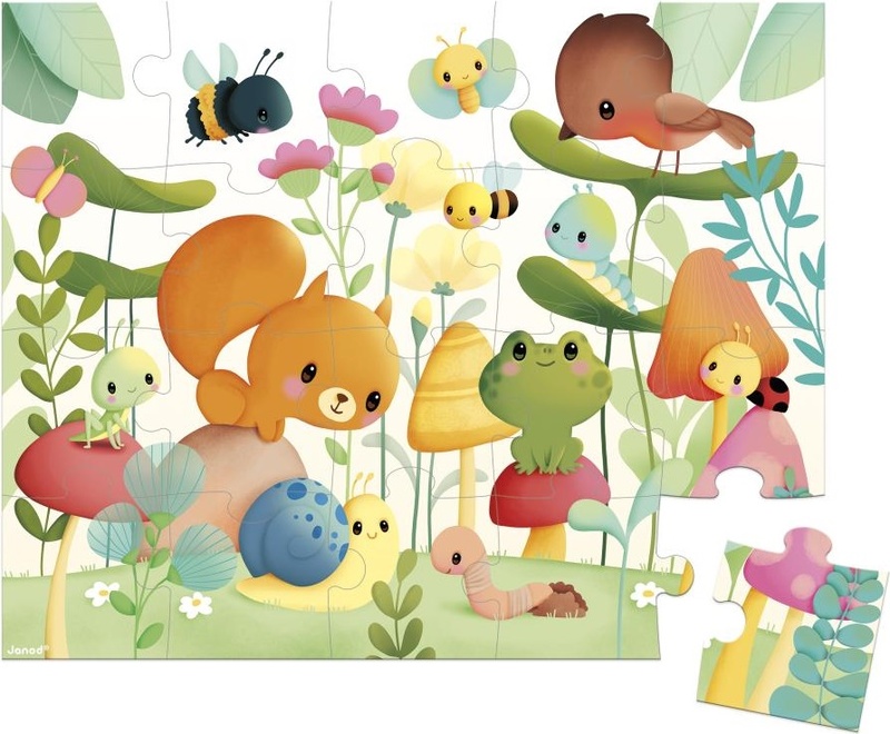 Janod Puzzle in astuccio Animali da giardino 20 pz - Puzzle per bambini