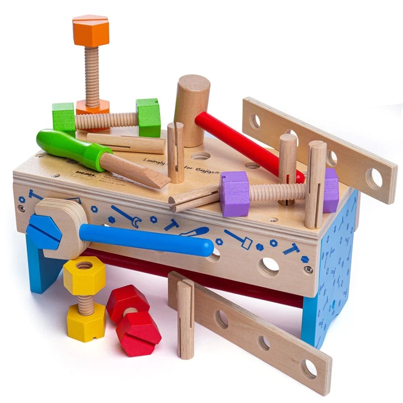 Bigjigs Toys Ponk e cassetta degli attrezzi 2in1 - Fabbrica per Bambini