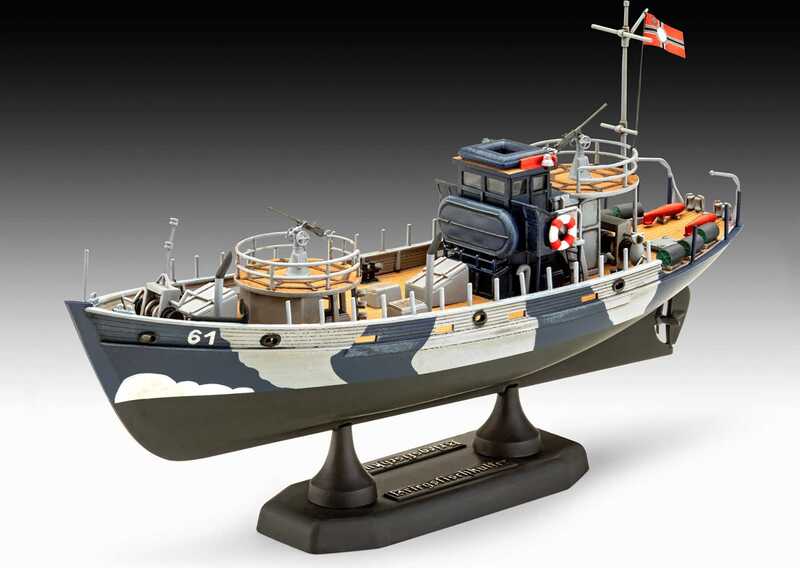 Maquette Revell KFK (Kriegsfischkutter) Bateau échelle 1:144 - Kit Plastique Non Construit, Très Détaillé