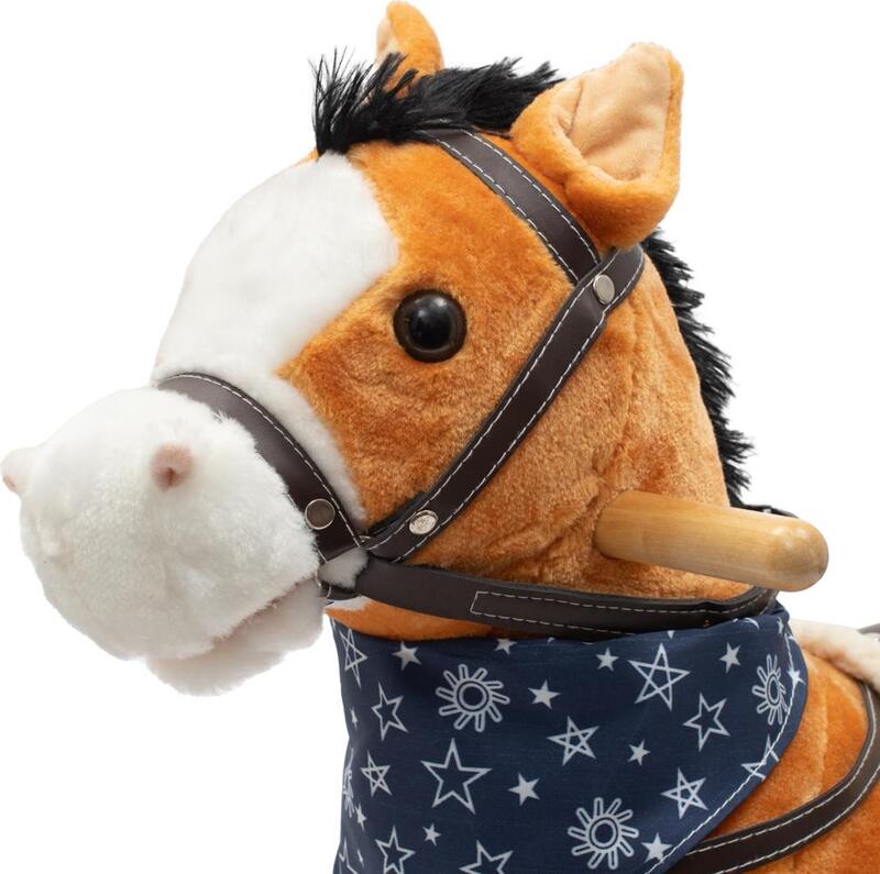 Cheval à Enfourcher En Peluche - 100 Cm, Bois Et Coton, Hennissement Réaliste - Jouet Bascule Pour Enfants, Jeu De Rôle