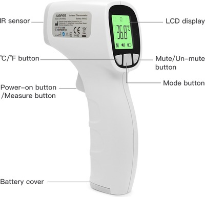 5 in 1 Multifunktion Jumper Berührungsloses digitales Thermometer mit Infrarotsensor und Fieberalarm Großartige Qualität hohe Präzision 