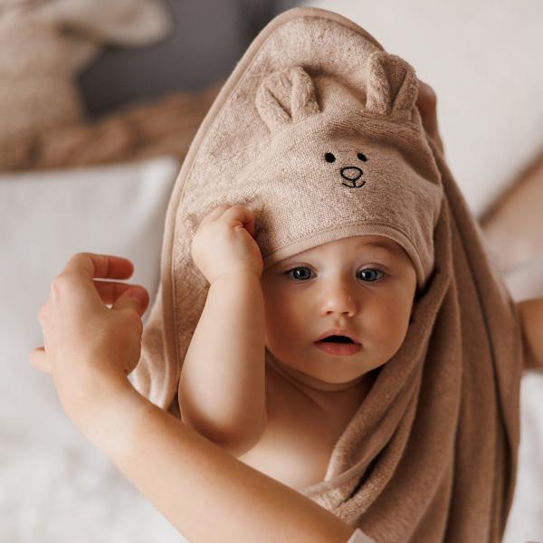 BABYONO Osuška bambusová Super Soft Dark Beige 100×100 cm