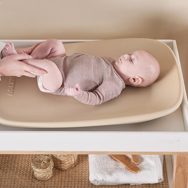 NATTOU Koš na pleny Dropy a přebalovací podložka Softy Beige 50×70 cm