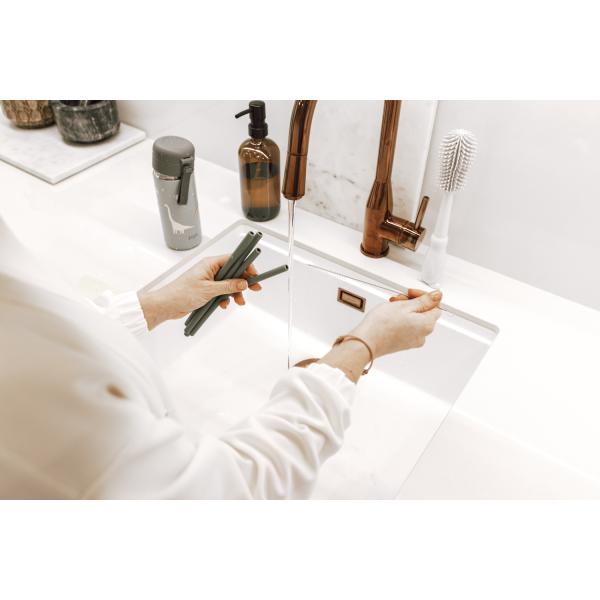 Silikonová brčka 4ks, Mustard Yellow