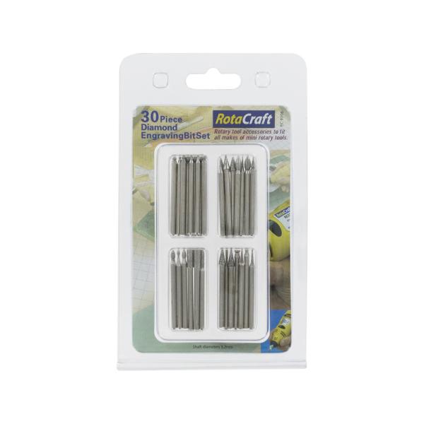 Rotacraft diamantové gravírovacie stopkové nástroje (sada 30ks)