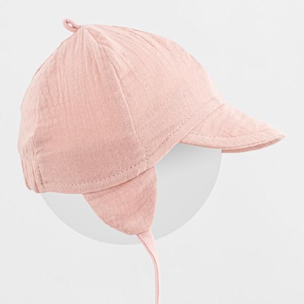 Dětská letní mušelínová čepice se štítkem New Baby růžová 68/74