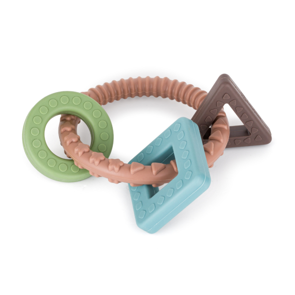 PETITE&MARS Hryzačka silikónová Figures Velvet Latte 0m+