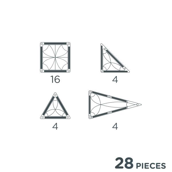Cleverclixx Magnetická stavebnice Mini Tiles Pack Intense – 28 ks (obrázek 7)