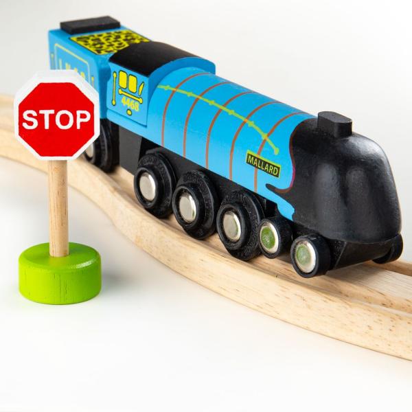 Bigjigs Rail Dřevěná replika lokomotivy Mallard + 3 koleje (obrázek 4)
