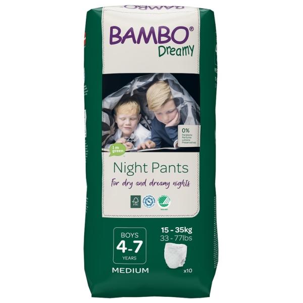 BAMBO Dreamy Night Pants Nohavičky plienkové jednorázové Boys 4-7 rokov (15-35 kg) 10 ks