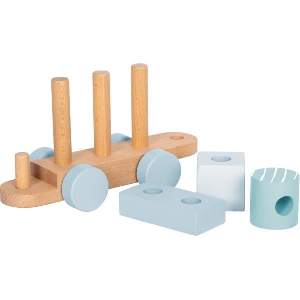 small foot Nasazování Dřevěný vláček modrý (obrázek 4)