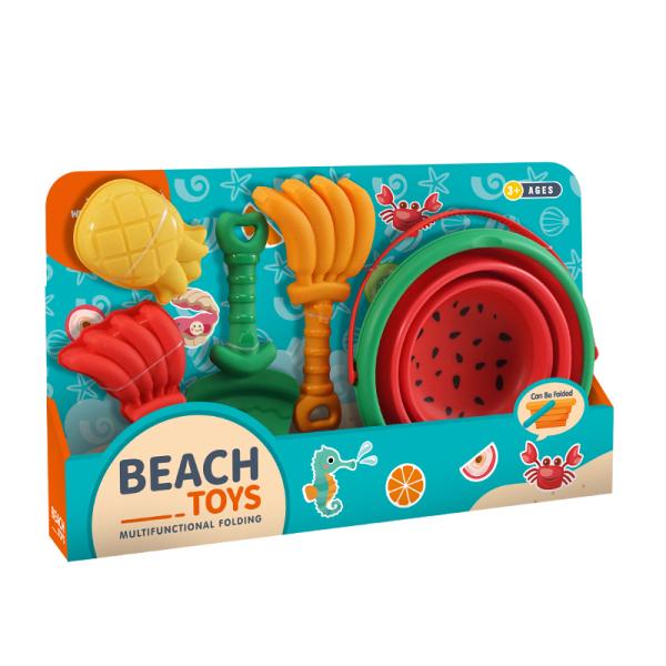 Sada na písek – Skládací kyblík s příslušenstvím 5 ks