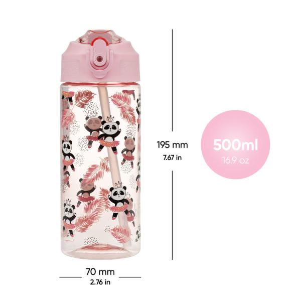 BAAGL Tritanová láhev na nápoje se slámkou Panda, 500 ml