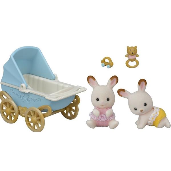 Sylvanian Families Dvojčata Chocolate králíků s kočárkem