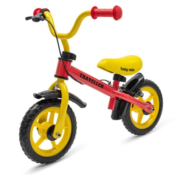 Dětský balanční bicykl s brzdou Baby Mix Traveller červený