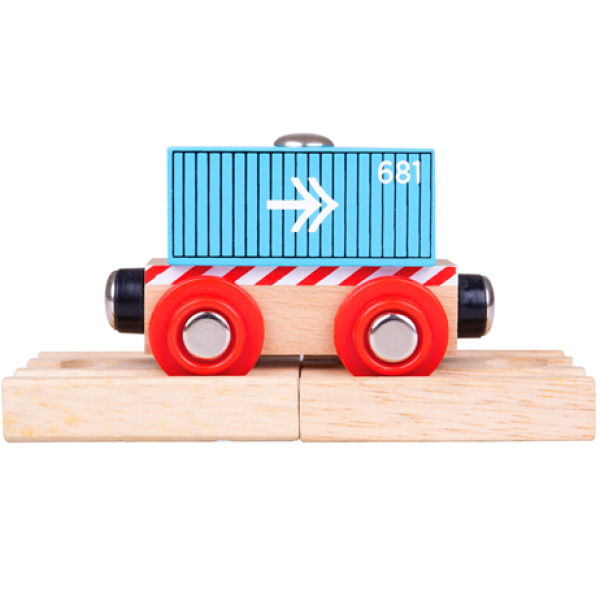Bigjigs Rail Vagón modrý kontajner