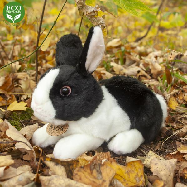 Plyšový králík ležící bíle černý 23 cm ECO-FRIENDLY (obrázek 5)