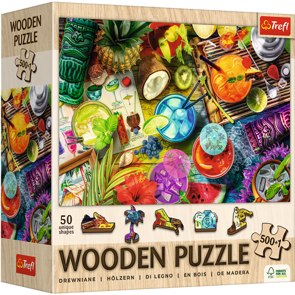 Trefl Dřevěné puzzle 501 - Barevné koktejly