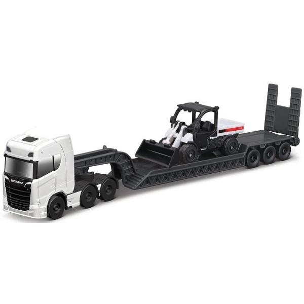 Maisto - Mini pracovné stroje, Sada veľkého ťahača, Scania 770S with Toolcat 5600 + Bucket