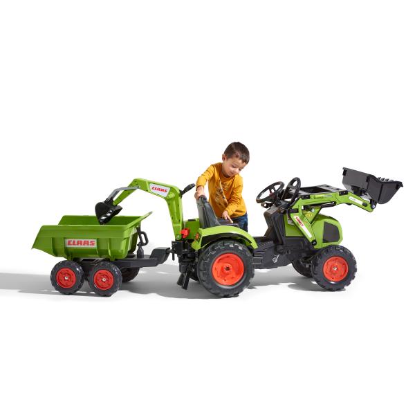 Falk Šlapací traktor 1010W Claas Axos s nakladačem, rýpadlem a vlečkou (obrázek 5)
