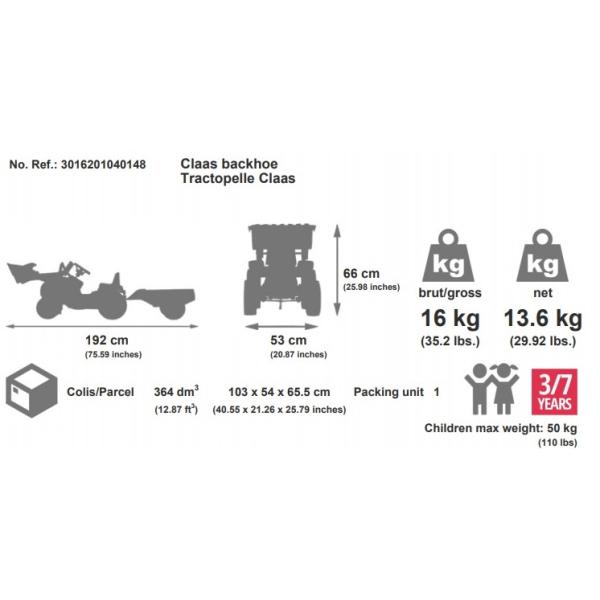 Falk Šlapací traktor 1040AM Clas Arion 430 s nakladačem a vlečkou (obrázek 6)