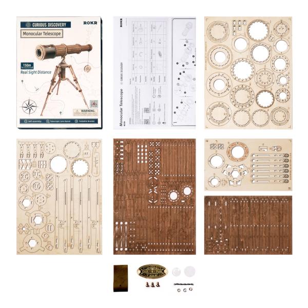 RoboTime 3D dřevěné mechanické puzzle Pirátský dalekohled (obrázek 3)