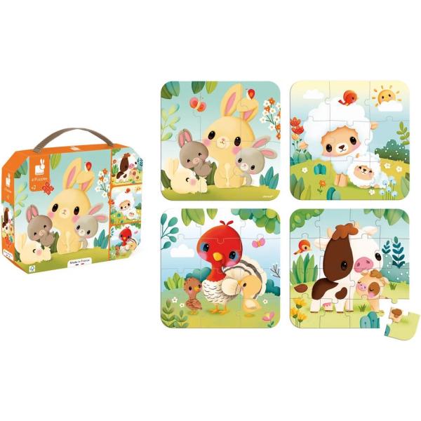 Janod Farm Puzzle v kufříku 4v1 Farma zvířátka
