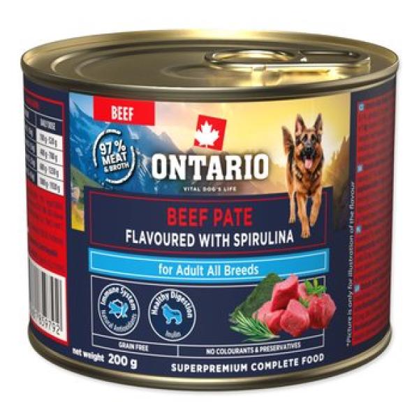 Konzerva Ontario Adult hovězí paté s příchutí spiruliny 200g