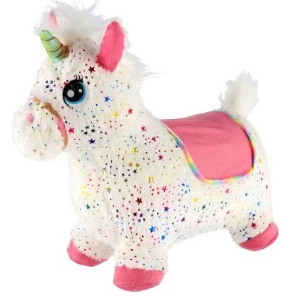 Hopsadlo jednorožec plyš bílý s hvězdičkami se zvukem