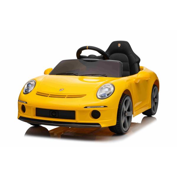 Elektrické autíčko RUF GT 12V, žluté, Otevírací dveře, 2.4 GHz dálkové ovládání, LED světla