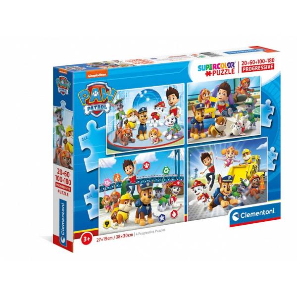 Clementoni Puzzle 20 + 60 + 100 + 180 dílků - Paw Patrol