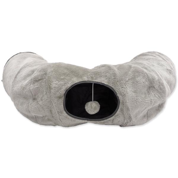 Tunel Magic Cat plyš tvar U s polštářkem šedý 95x26cm
